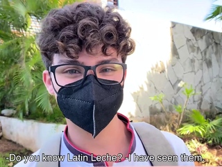 Beginner latin twink celebrating on a giant dick bareback