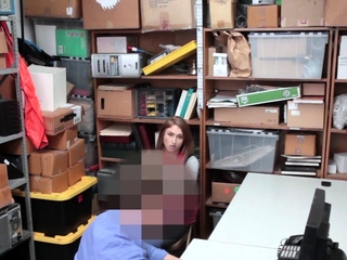Busty shoplifter driving and sucking