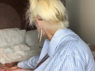 Chubby Blonde MILF Displaying Her Huge Boobs