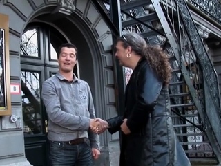 Darksome hooker offers white fellow a steaming oral sex