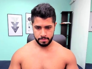 Horny gay hunk solo jerking enjoyable