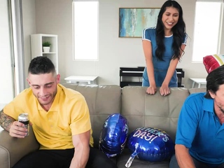 Penelope and Kourtney Pampering Dad’s Substantial Cocks