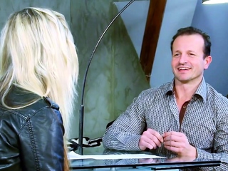 TINY BLONDE GIRL SEDUCE TO FUCK BY OLD GUY AT JOB INTERVIEW
