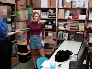 A safety guard strips teen shoplifter just before fucking her