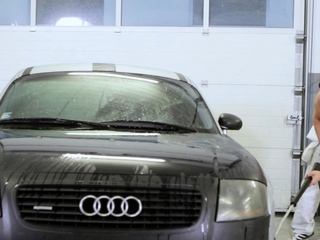 Lascivious russian brunette darling Yasmin chokes on a rod