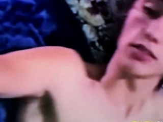 Nasty brunette pornstar with large boobs