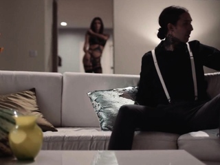 Trans babe sucking prior to barebacking in erotic lingerie