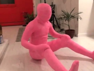 Girl Totally Encased In Pink Physique Cast