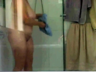 my moms big hangers spied in the shower