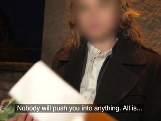 Busty slut in stockings picked up for paid sex in van