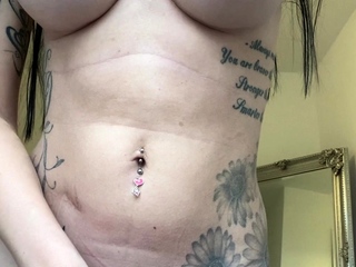 Big Tits Tranny Jerking her Big Hard Cock