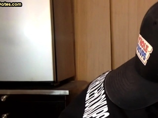 Homemade gloryhole DILF sucking and tugging cock in closeup