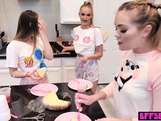 Teen slumber party ends on an asian cock