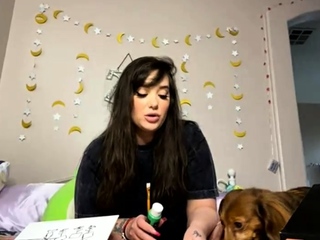 Cute curly brunette solo webcam masturbation