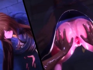 Two 3d cartoon cuties are ready for their bath