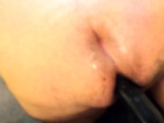 Hairy chub ass and big black dildo