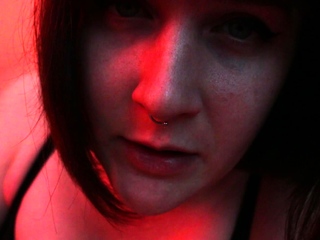 Busty curly brunette with big boobs fucks on couch