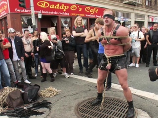 Tied in ropes, pissed and fucked in public!